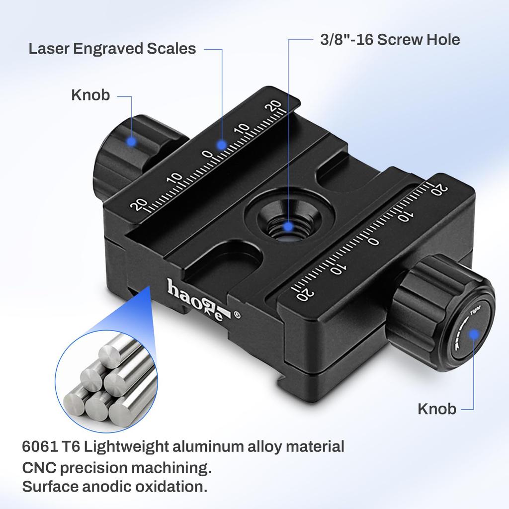 Haoge 50mm Subtend Double Dual Quick Release Clamp for Arca Swiss RRS Benro Rail Plate Nodal Slide CP-50BII
