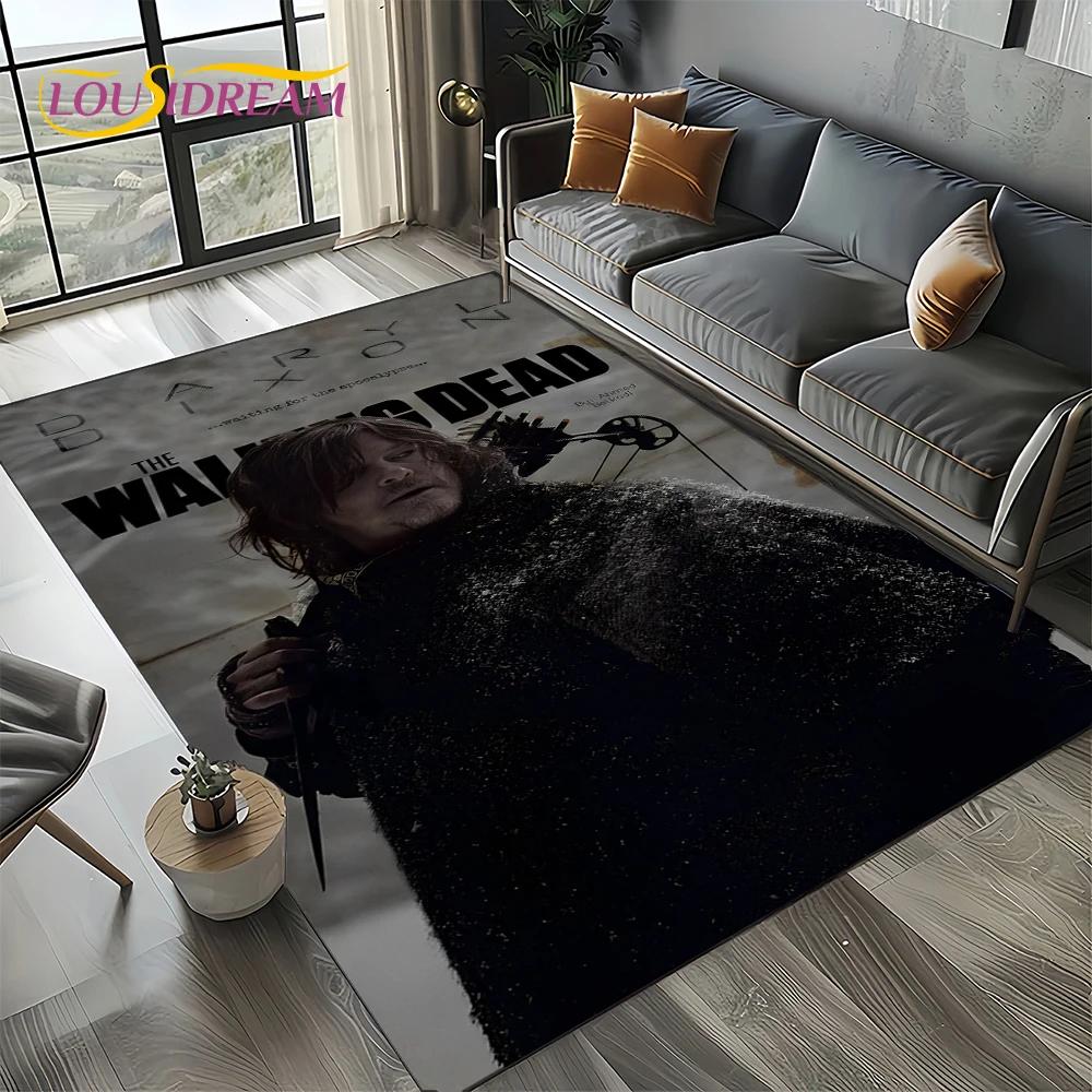 TWD Walking Dead Rick Daryl Horror TV Teppich für Wohnzimmer Schlafzimmer Haus Sofa Dekoration, Kinderteppich rutschfeste Bodenmatte