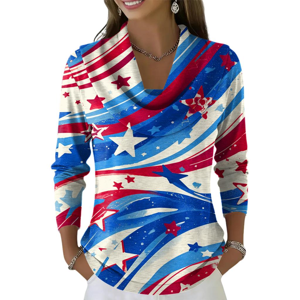 Women's Casual And Fashionable Round Neck Long Sleeved Printed Top Sweater