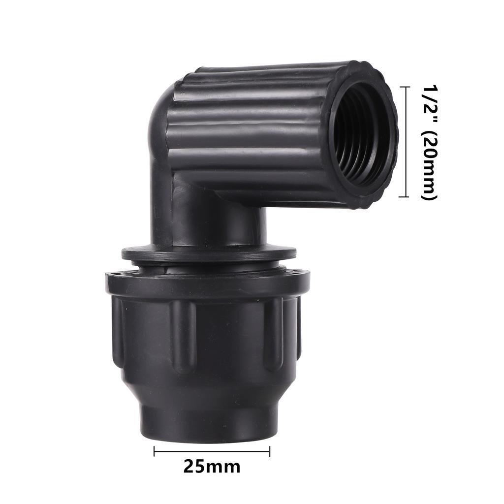 Cotovelo Redutor de 90 Graus com Rosca Fêmea Preta de 1/2" 3/4" 1" para Tubo de Água de Jardim Tubo de PVC Conexão de Irrigação Junção