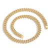 BES Fashion 11 Mm Cuban Link Chain Necklace Iced Crystal Gold Plated Alloy Jewelry for Anniversary Rhodium Cuban Chain Necklace