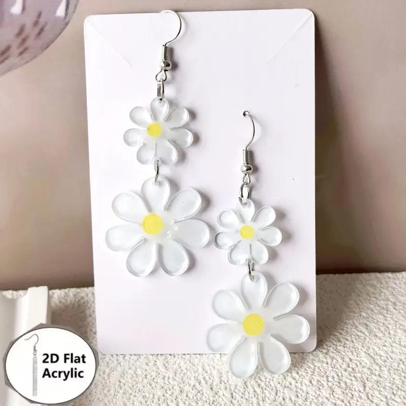 2D Flat Acrylic Dangle Earrings For Women Flower Animal Drop Earrings For Summer Daily Wear Party Jewelry