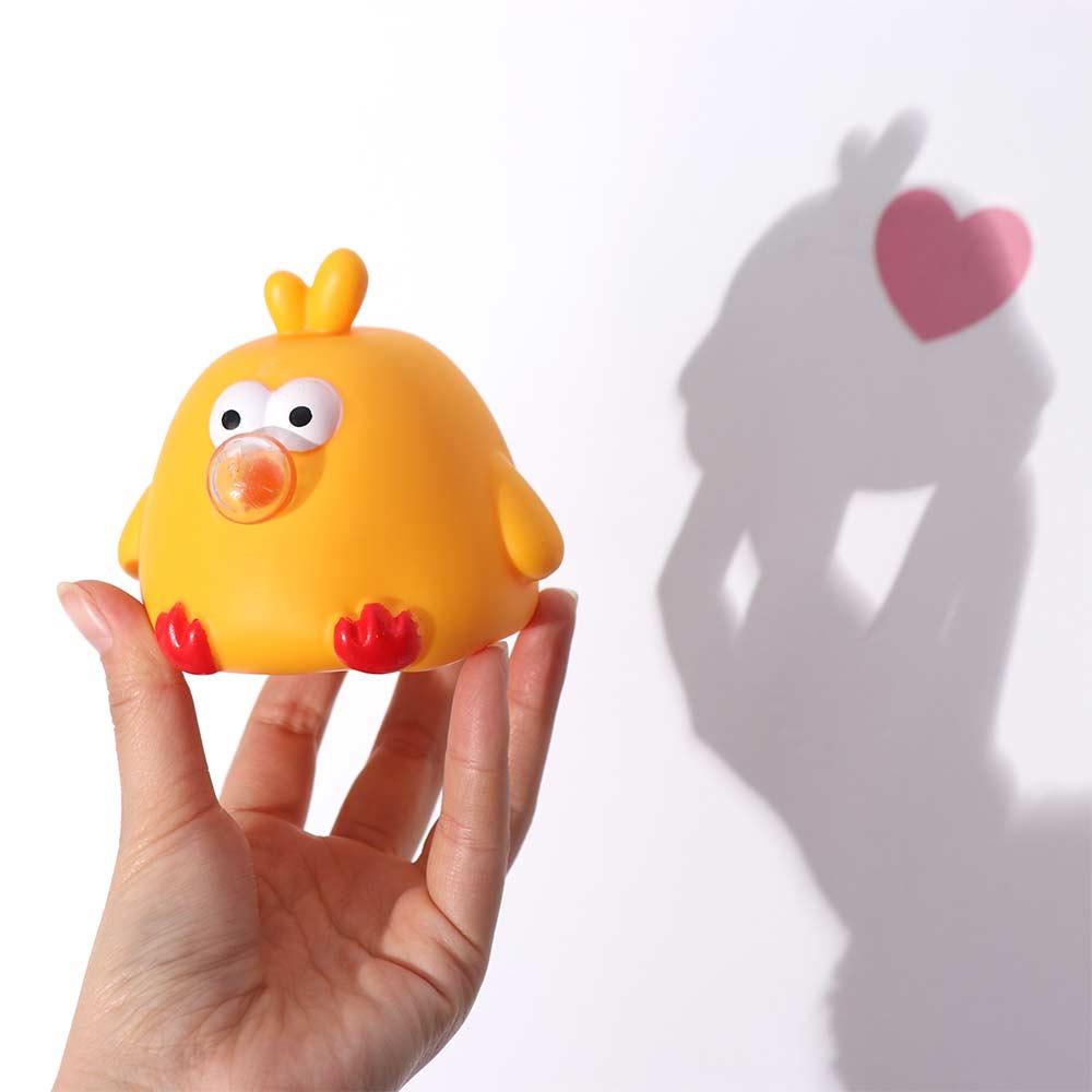 Yellow Chicken Pinch Toys Blow Bubble Cartoon Knead Toy Interactive Games Squeeze Toys Baby Game