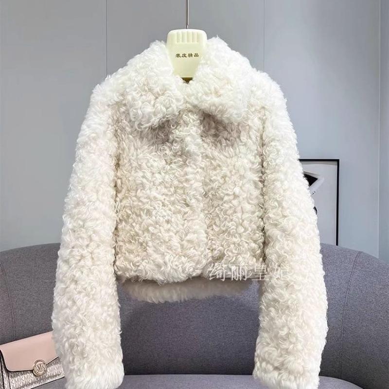 Autumn and Winter New Imitation Lamb Wool Short Fur Coat Women's Thickened Fashion Imitation Wool Roll Coat