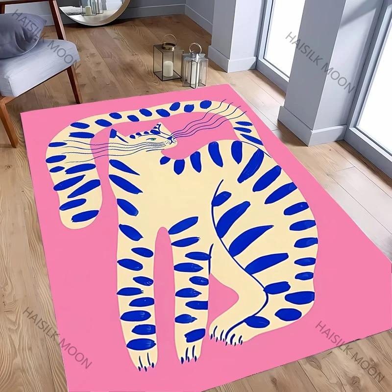 Abstract Style Cat Patter Indoor Carpet Rug for Bedroom Living Room Kitchen Floor Mats Home Decor Non-Slip Floor Pad Rug Gift