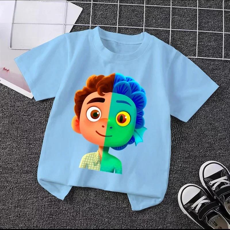 2025 Disney Luca Charming Shorts - Cute Cartoon Game Print T-Shirt For Kids, Ideal For Boys & Girls' Fun Days