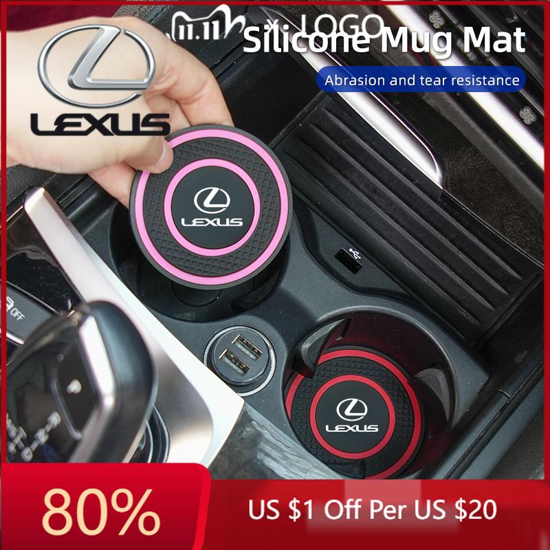 WDM2 2026 Hot Interior Stickers 2pcs Car Cup Holder Non-Slip Cup Coaster Silicone Pad Mat Auto Accessories For Lexus CT ES GS NX IS25