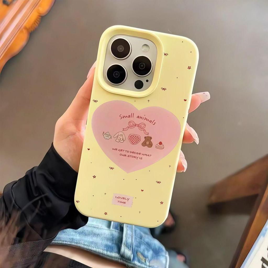 Adorable Heart & Rabbit Mochi Case for iPhone 17/16 Pro Max/15/14/13/12/11