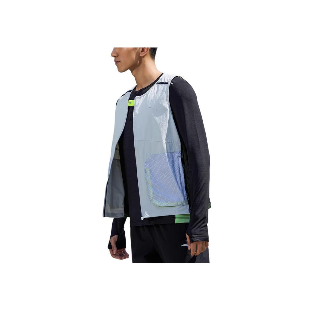 Anta Letter Print Large Pocket Zipper Woven Sports Vest Men Vests Gray 152215605-1