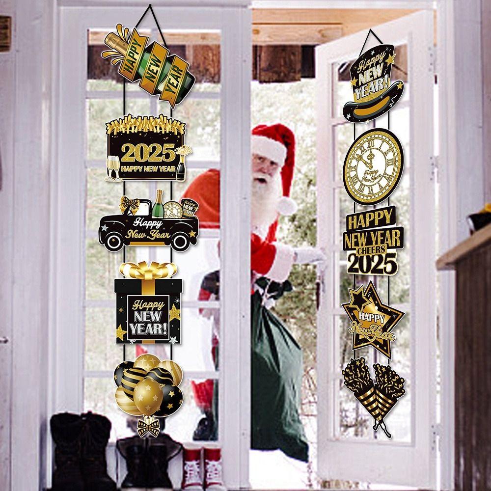 

1 пара бумажных черных золотых дверных подвесных баннеров в китайском стиле с новым годом украшения для входной двери 1 Pair