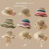 100.00kg Plus Size Women's Big Brim Grass Bows Hand-Woven Seaside Beach Hat Sun-Proof Face Cover Sun-Shade Straw Hat