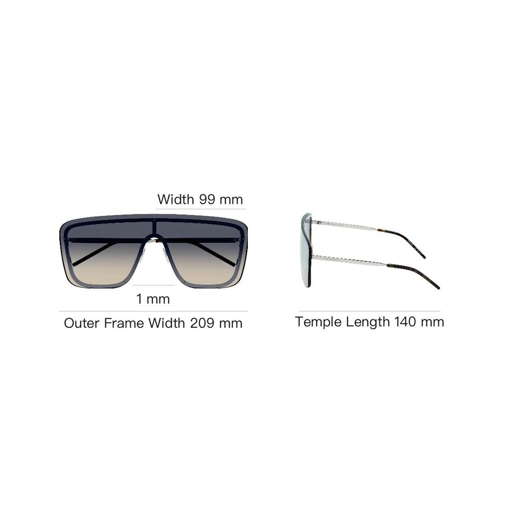 Saint Laurent Gradient Mask Sunglasses Silver Unisex Eyewear SL-364-MASK009