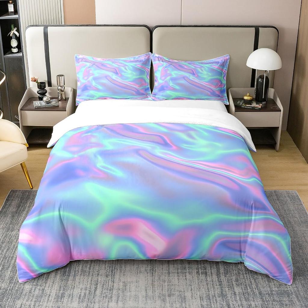 Tie-Dye Duvet Cover Set For Kids Boys Teens Queen Lightweight Quilt Covers Abstract Hippie Themed Boho Bedding Set Bedroom Decor