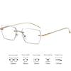 New UltraLight Rimless Myopia Glasses HD Anti Blue Light Gold Wire Small Frame Square Versatile Myopia Glasses