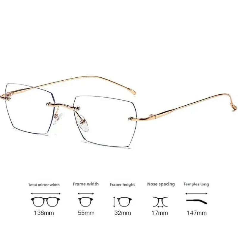 New UltraLight Rimless Myopia Glasses HD Anti Blue Light Gold Wire Small Frame Square Versatile Myopia Glasses