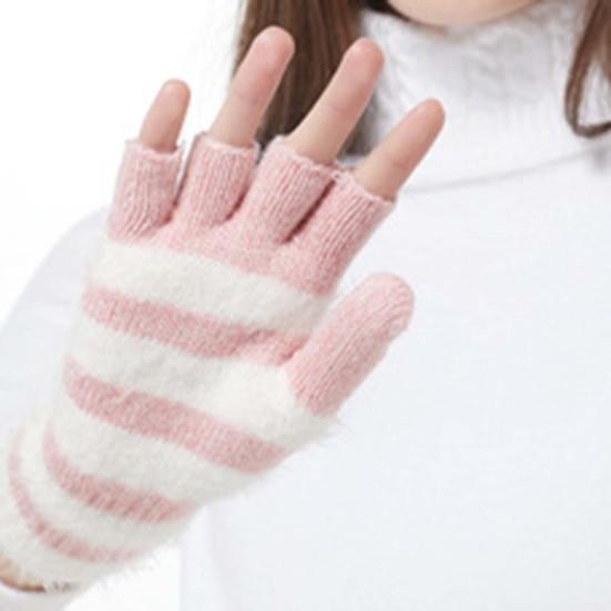 1 para rękawic zimowych o delikatnej teksturze, wygodne, utrzymujące ciepło, zimowe rękawice bez palców z odpinanymi palcami do szkoły