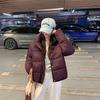Splicing plaid hooded jacket women's new winter casual loose warm bread clothes thickened cotton clothes