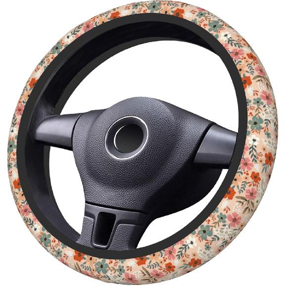 Retro Pigeon Flower Floral Steering Wheel Cover Universal Car Interior Accessories For Women Men 15 Inch Anti Slip Breathable Odorless Neoprene Decor