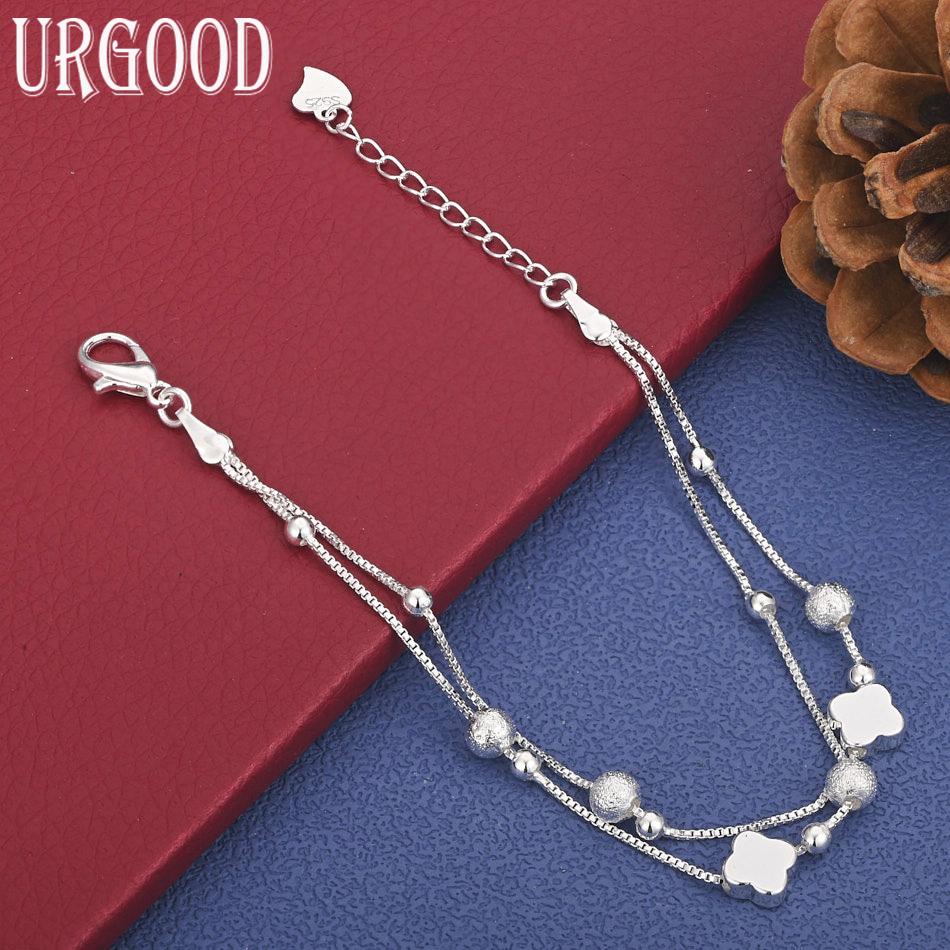 925 Sterling Silver Tassel Antique Bead Side Chain Exquisite Bracelet Gift Jewelry