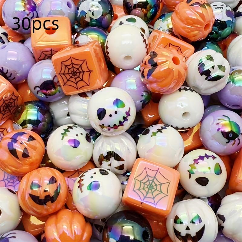 

Акриловые бусины с УФ-печатью, круглые и квадратные, для декора фермерского дома на многоярусном подносе на Хэллоуин, поделки своими руками, украшения для вечеринки с привидениями