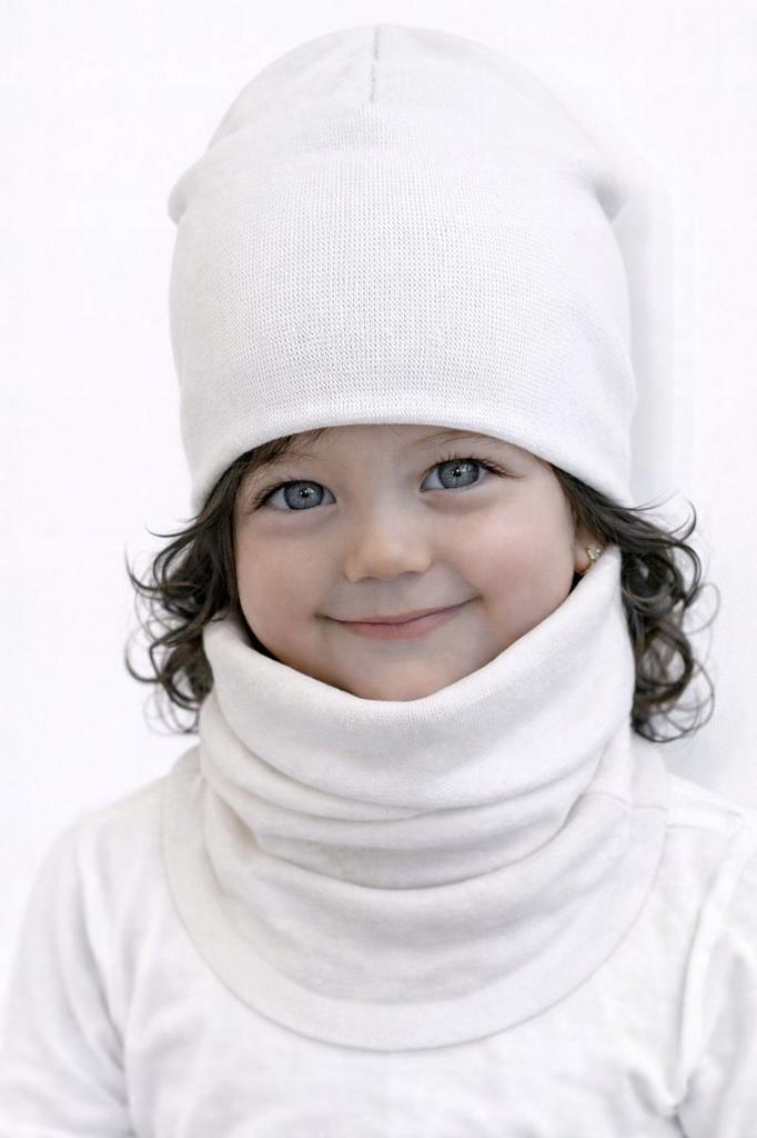 Hat + Scarf Set 110-122 Children' Set 52-56 Spring White