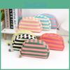 Polyester Striped Makeup Bag With Multipurpose Storage For Travel And Outdoor Use