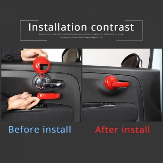 ABS Red Inner Door Handle Frame Cover Trim For Fiat 500 2010-