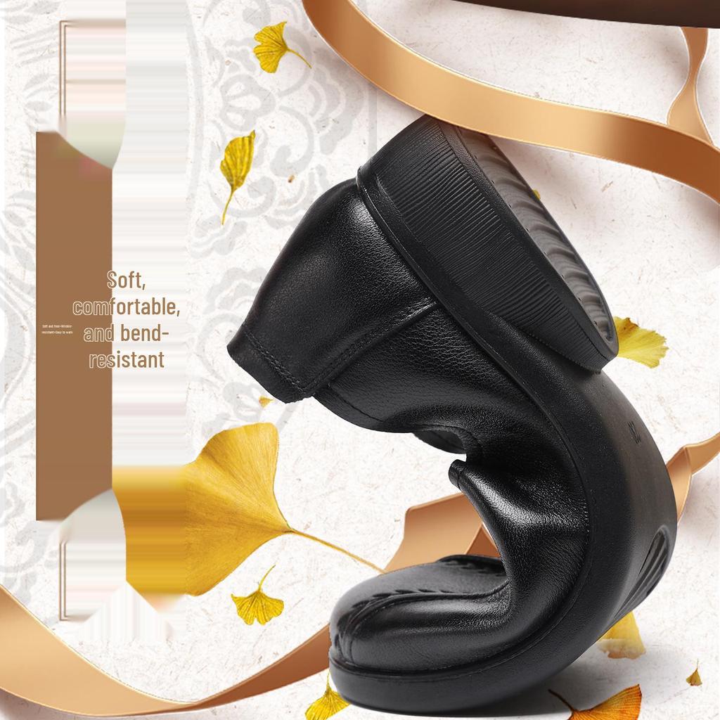 Damen-Slipper aus echtem Leder, niedrig geschnitten - Bequem, rutschfest, Übergröße, Herbststil, weiche Sohle, Mama-Design. Modell 801320.