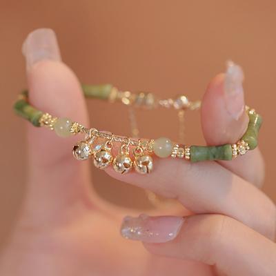 Retro Bamboo Joint Bracelet For Women Exquisite Chinese Style Bell Pendant Bracelet Jewelry Accessories Birthday Gifts