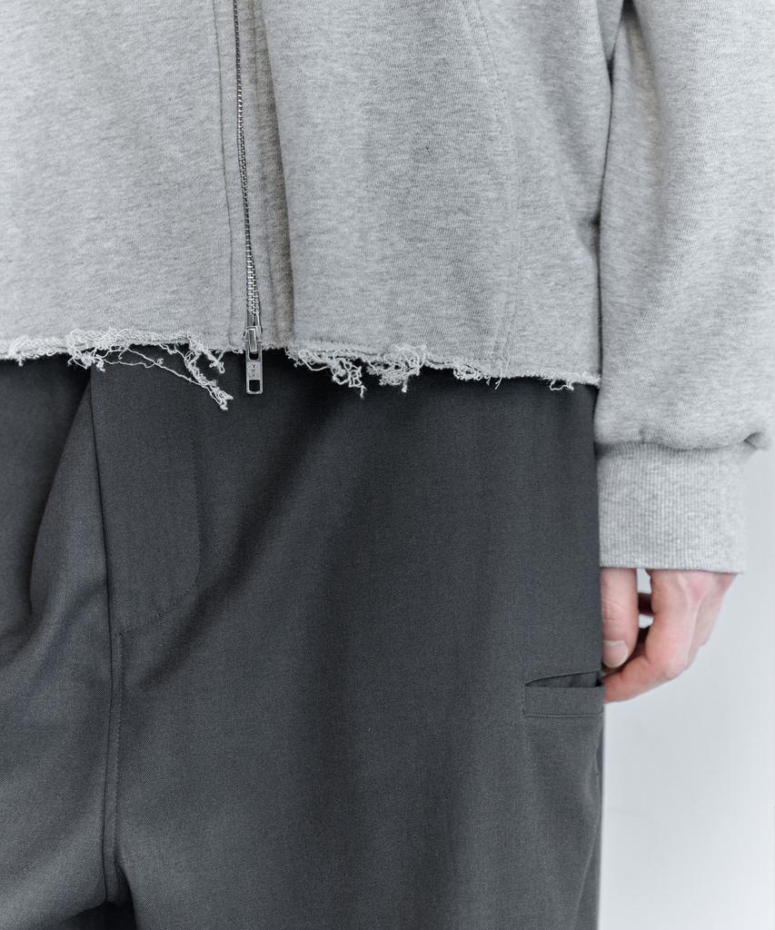 Kiryu Cut Off Hoddie Zip Up_Melange Gray