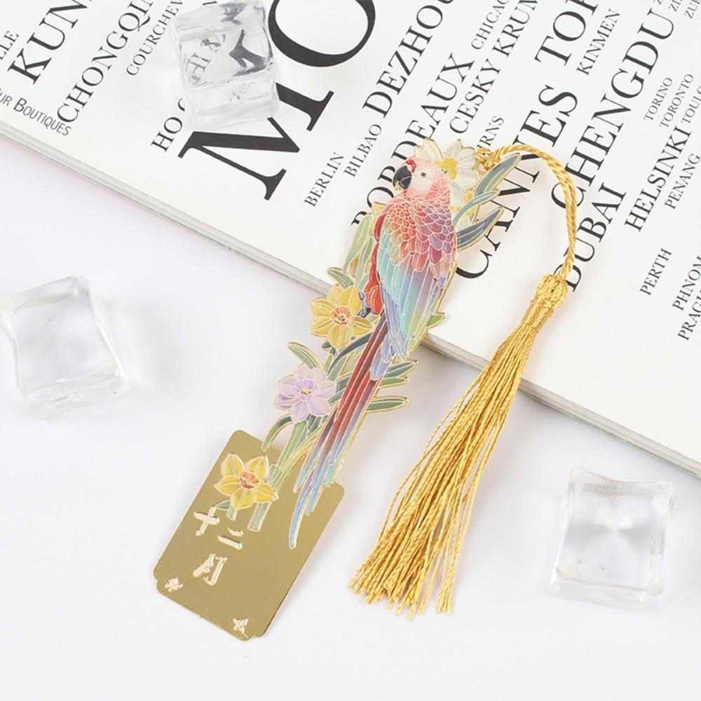 Hollow Metal Plants Bookmark Exquisite Rectangular Reading Stationery Oil Painting Style Flower & Birds Reading Book Tools