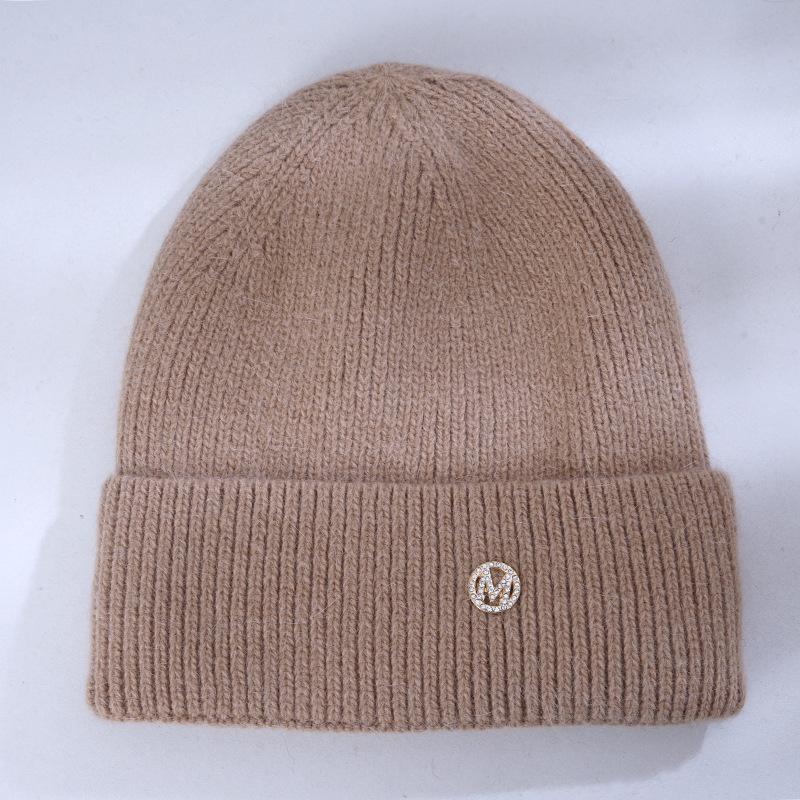 New Warm Rabbit Wool Knitted Hat for Women for Women Korean Style Versatile Plus Velvet Thickened Face with Small Windproof Ear Protection Wool Hat