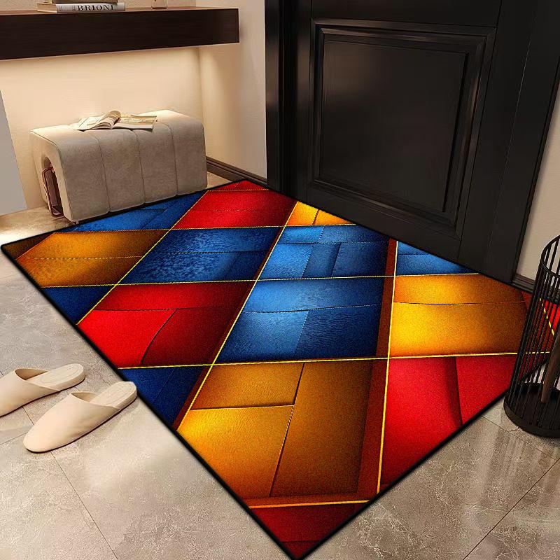 Geometric Living room rugs Decoration bedroom floor Flannel mats customizable cloakroom Short velvet office carpet washable