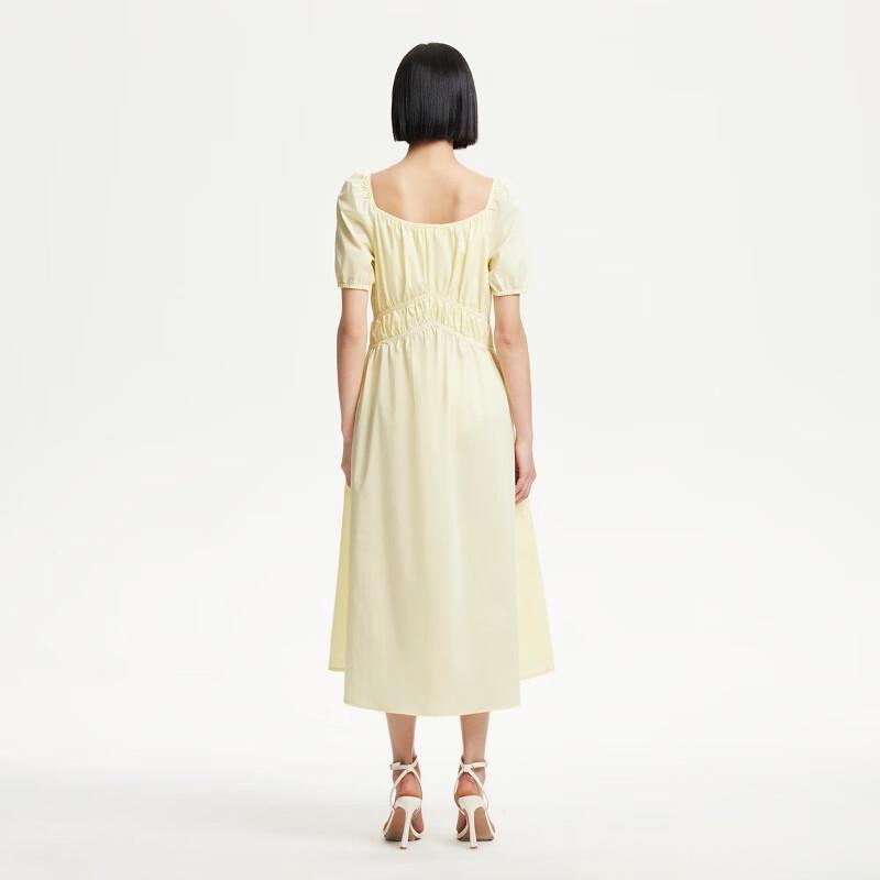 VEROMODA 2025 Cotton-Blend Square Neck Pleated Tie-Waist A-Line Midi Dress