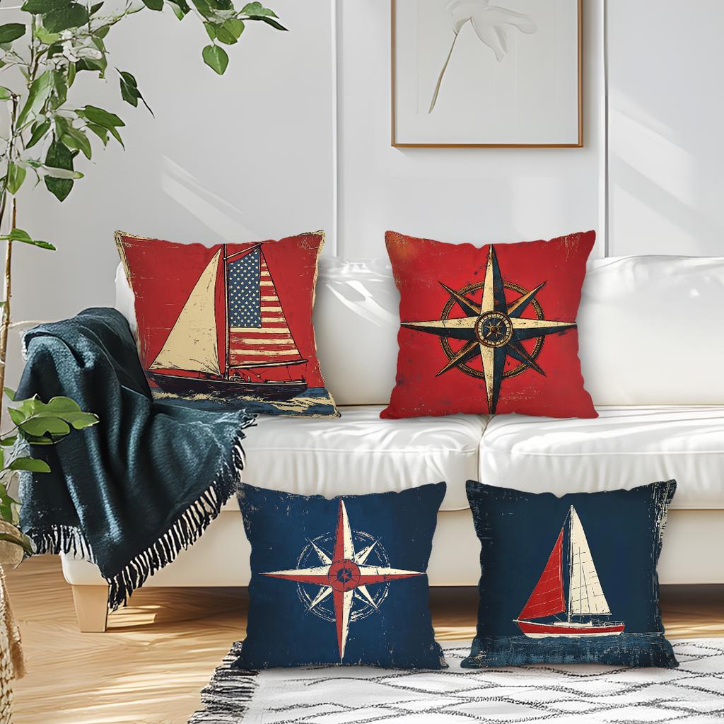 Navigation Compass Cushion Pillowcase Printed Polyester 45x45cm Throw Pillowcover Decorative Sofa Cushion Pillowslip Home Decor