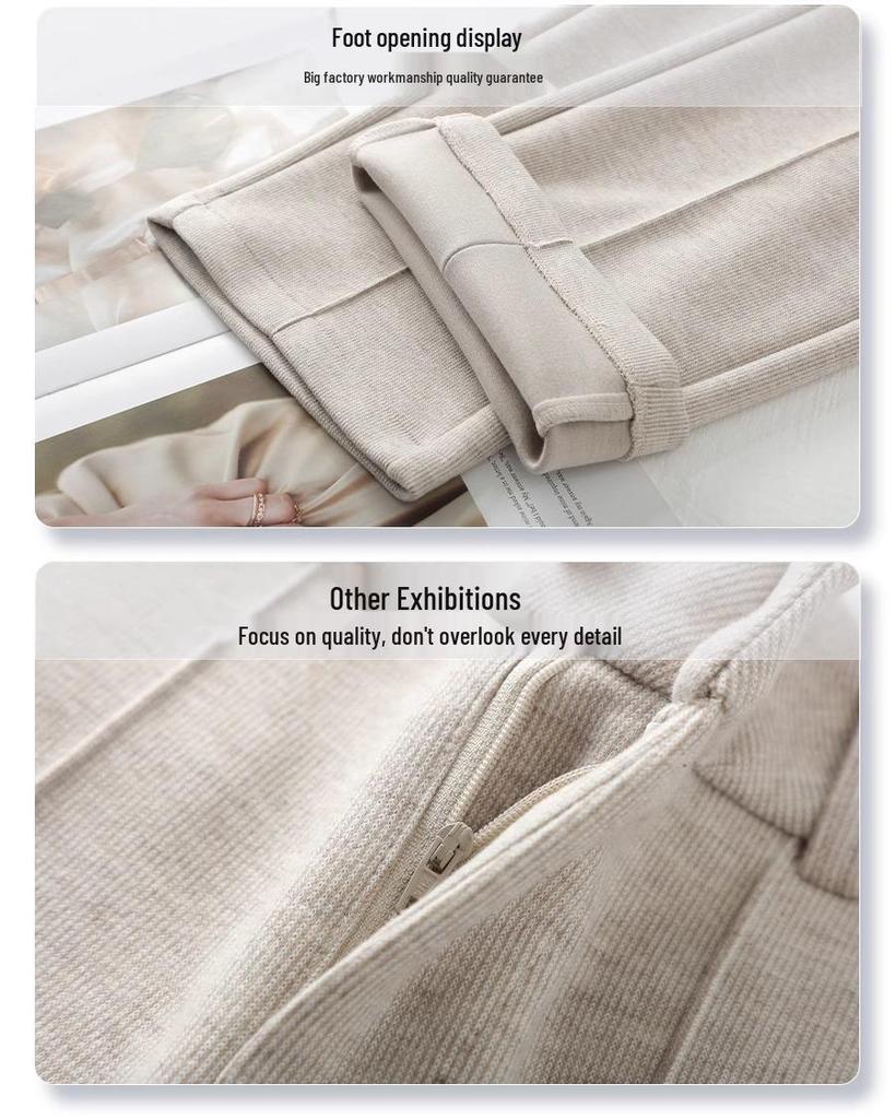 2024 Women's High-Waisted Wool Wide-Leg Pants: Autumn/Winter Slimming Casual Trousers