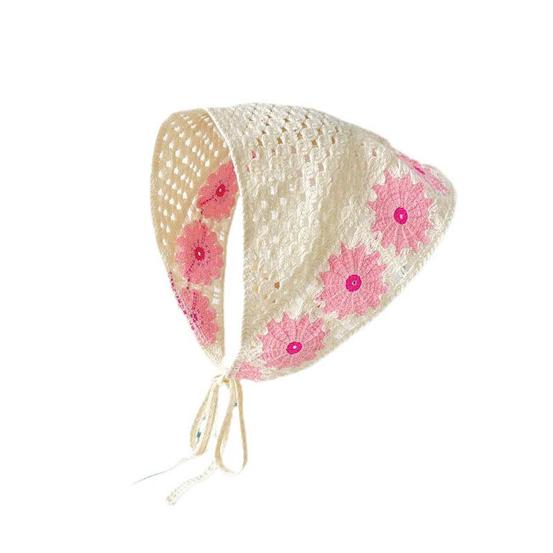 French Pastoral Style Knitted Triangle Scarf & Headband - Summer Women s Hair Accessory