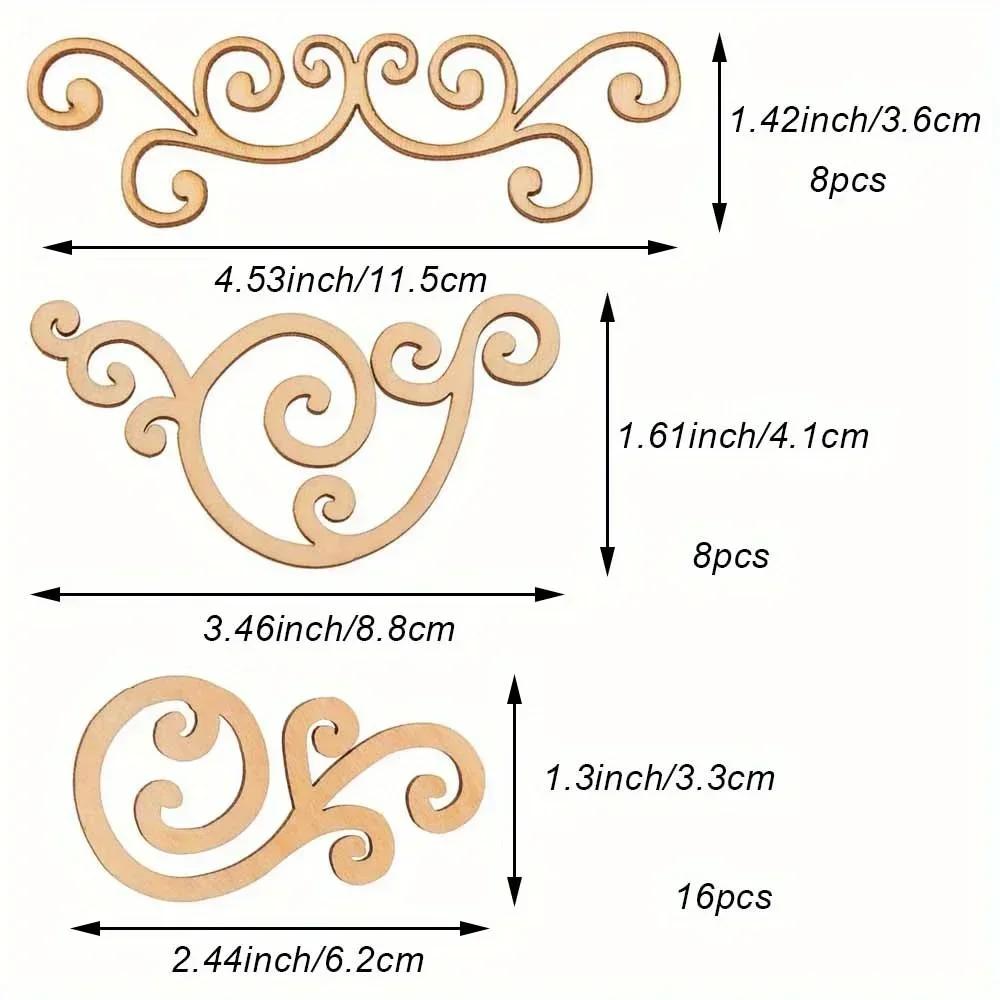 32pcs Large Wooden Floral Shaped Crafts, Wood Decorations And Embellishments