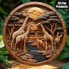 Giraffe Family Moonlight Wall Decor Metal Tin Sign Home Office Bar Cafe Gift