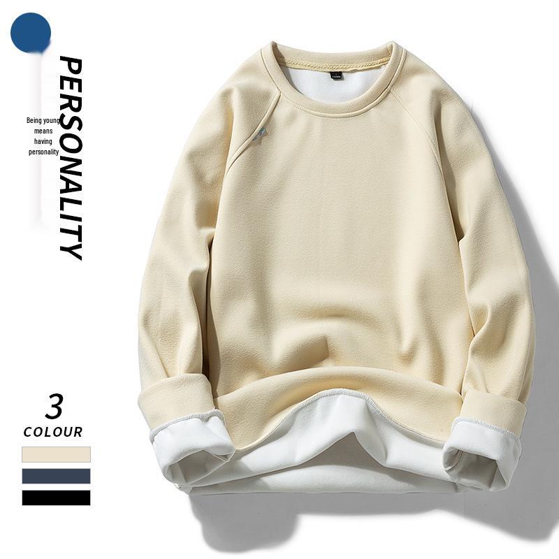 Men's Double-Sided Fleece Crew Neck Thick Thermal Sweatshirt 