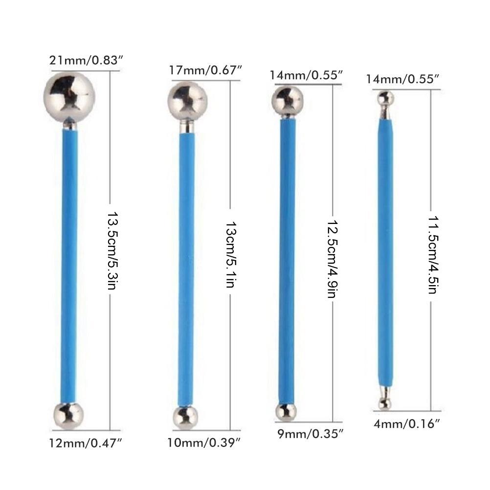 4PCS DIY Stainless Steel Polymer Clay Tools Sculpture Tool Toy Molding Balls Sticks Non Slip
