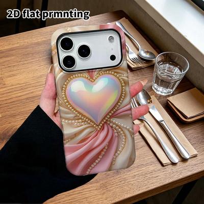 Phone Case: 2D Flat Design Suitable for iPhone 18, 17, 16, 15, 14, 13 Pro Film Protective Case, Couple Style, Iridescent Pearl, Christmas and Hallowee