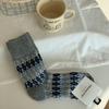 Little Red Book Thickened Warm Wool Socks For Children Piles Up Winter Diamond Lattice Nordic Style Socks