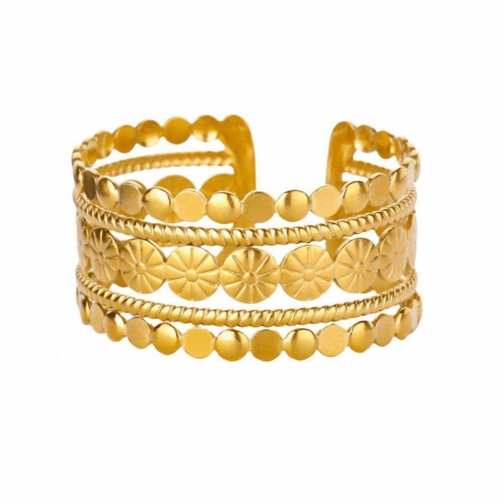 Flower Chunky Cuff Bangle Gold Color Open Cuff Bangle Flower Cuff Bangle Party Accessories Gifts
