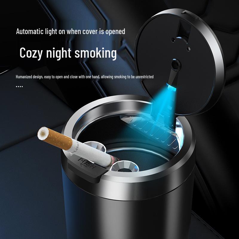 Flip-Top Car Ashtray with Light - Stylish Interior & Home Use