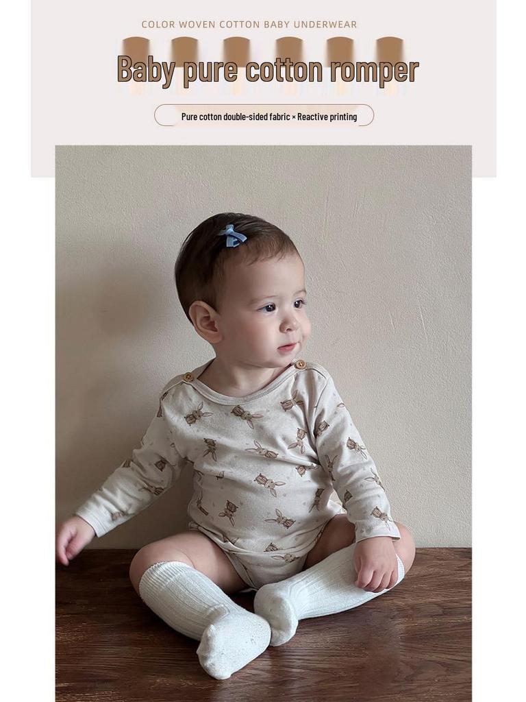 BabyClothes Unisex A-Category Cotton Infant Bodysuit Set – 3-Piece Seasonable, Cute Cartoon Pattern Diaper Cover