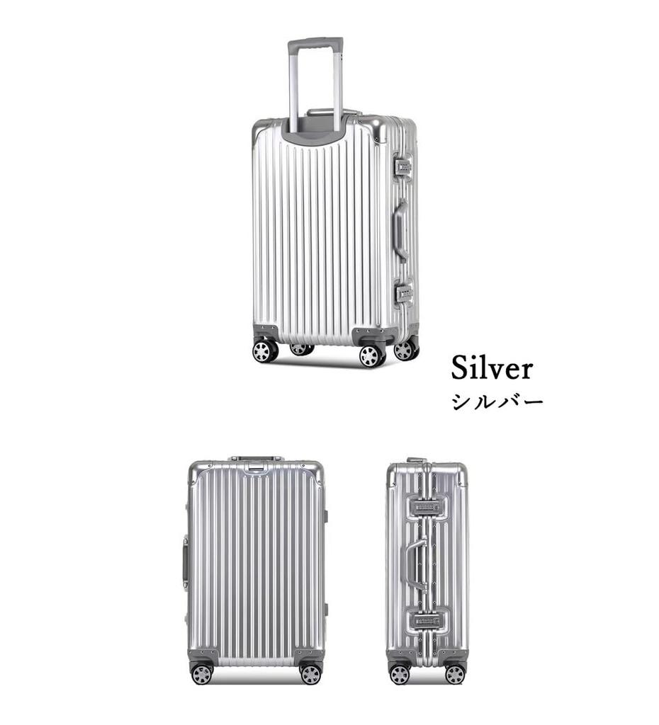 Suitcase Carry Case All Aluminum Alloy Body Carry Bag Silver Shockproof Large Lightweight Quiet Double Casters Equipped with TSA Lock Travel Business