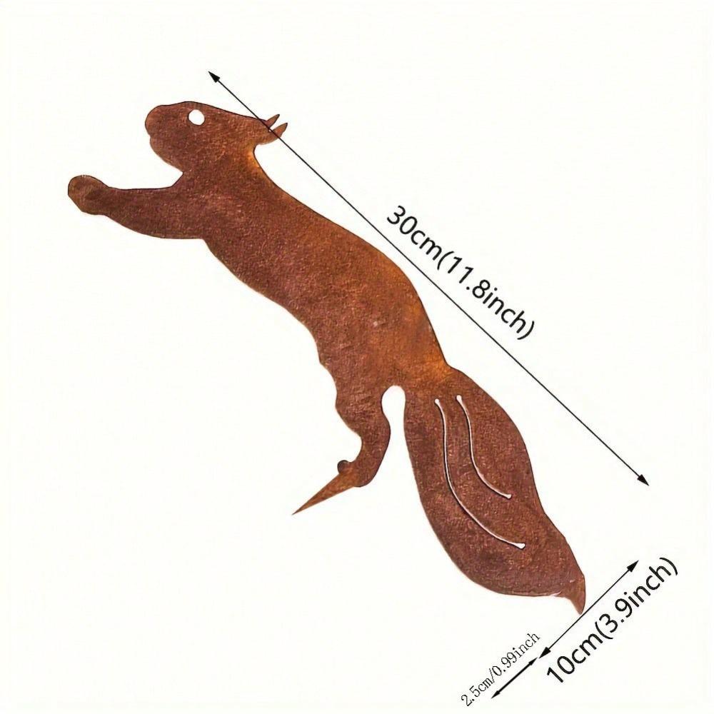 Rustic Metal Squirrel Garden Stake, Iron Animal Silhouette Art for Outdoor Patio Fence Yard Decor, Vintage Wildlife Lawn Ornament TY6151 разноцветный