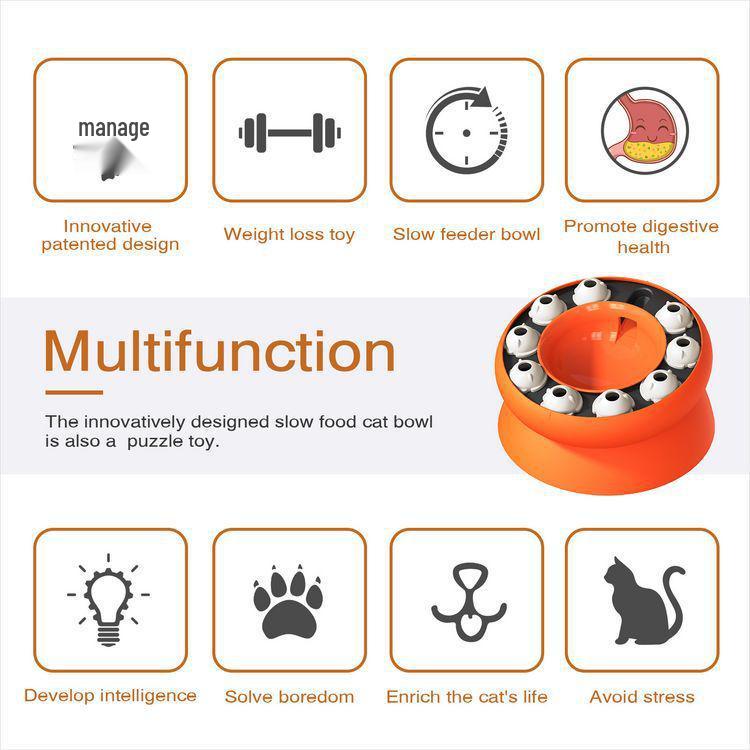 Interactive Slow-Feeding Cat Bowl Toy for Cats
