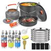 Tetera de Camping para Exteriores de 1.6L y Juego de Utensilios de Cocina Apilables con Olla Colgante y Plato Profundo